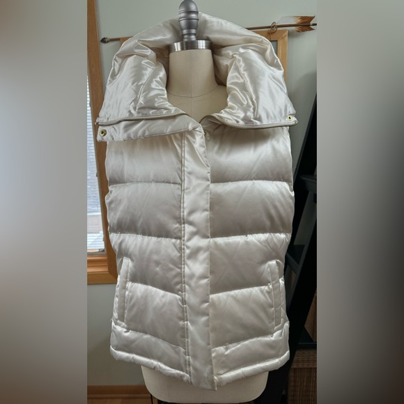 Talbots Jackets & Blazers - Talbots Satin Goose Down Puffer Vest in Cream